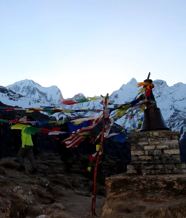 Mount Annapurna with Mani and Prayer Flags